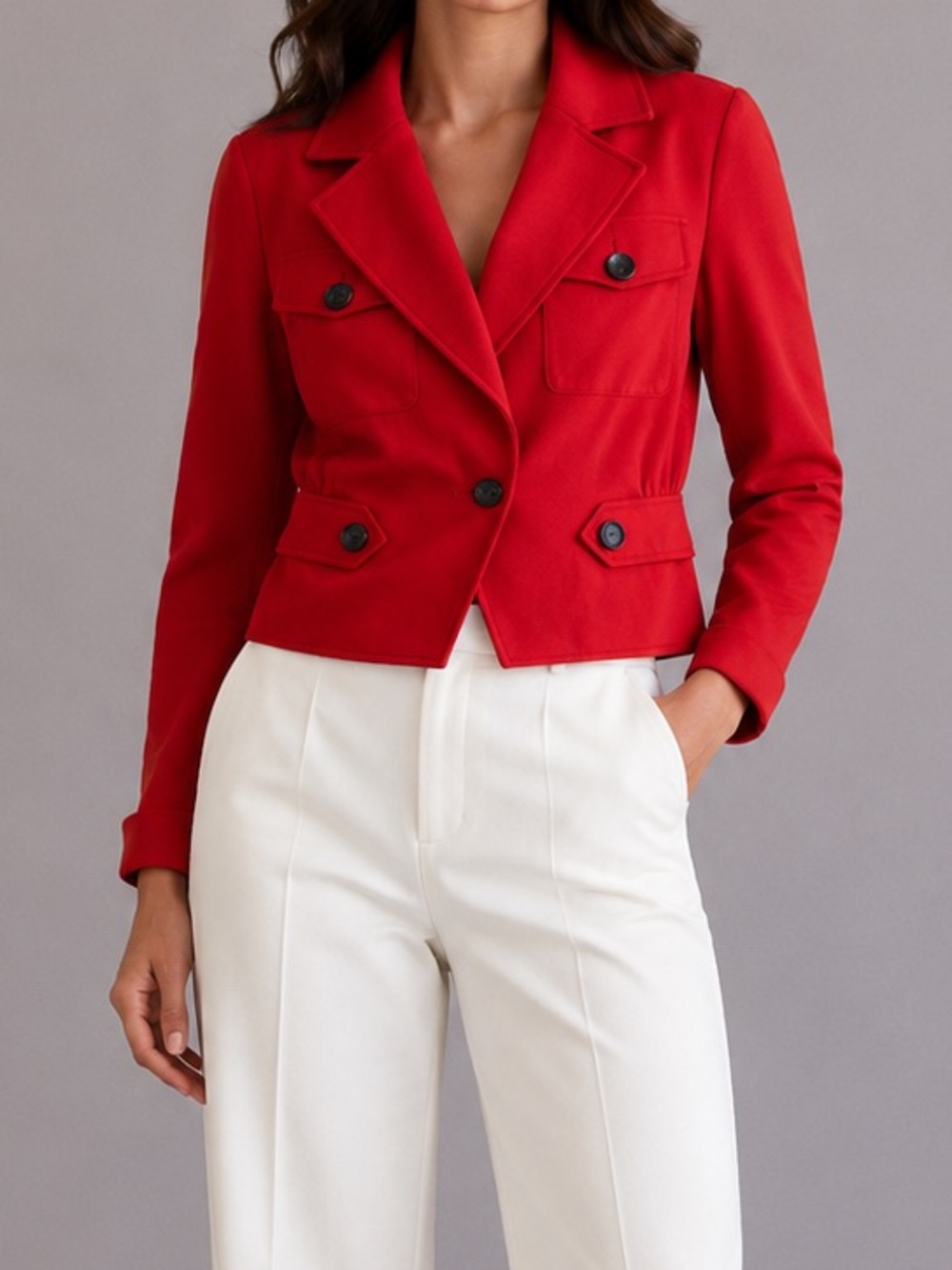 Cabi Red Tailored Ponte Knit Blazer Jacket 6